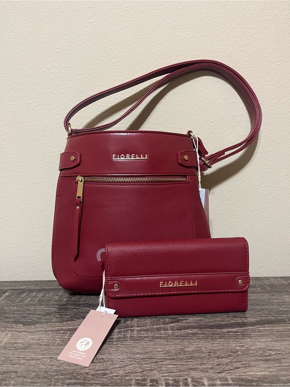 Fiorelli Red Crossbody Bag and Wallet Set